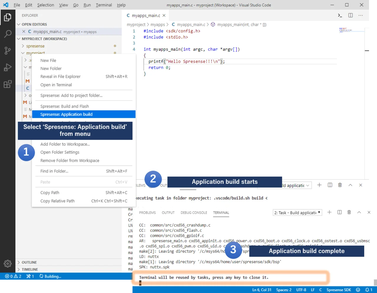 vscode build application en