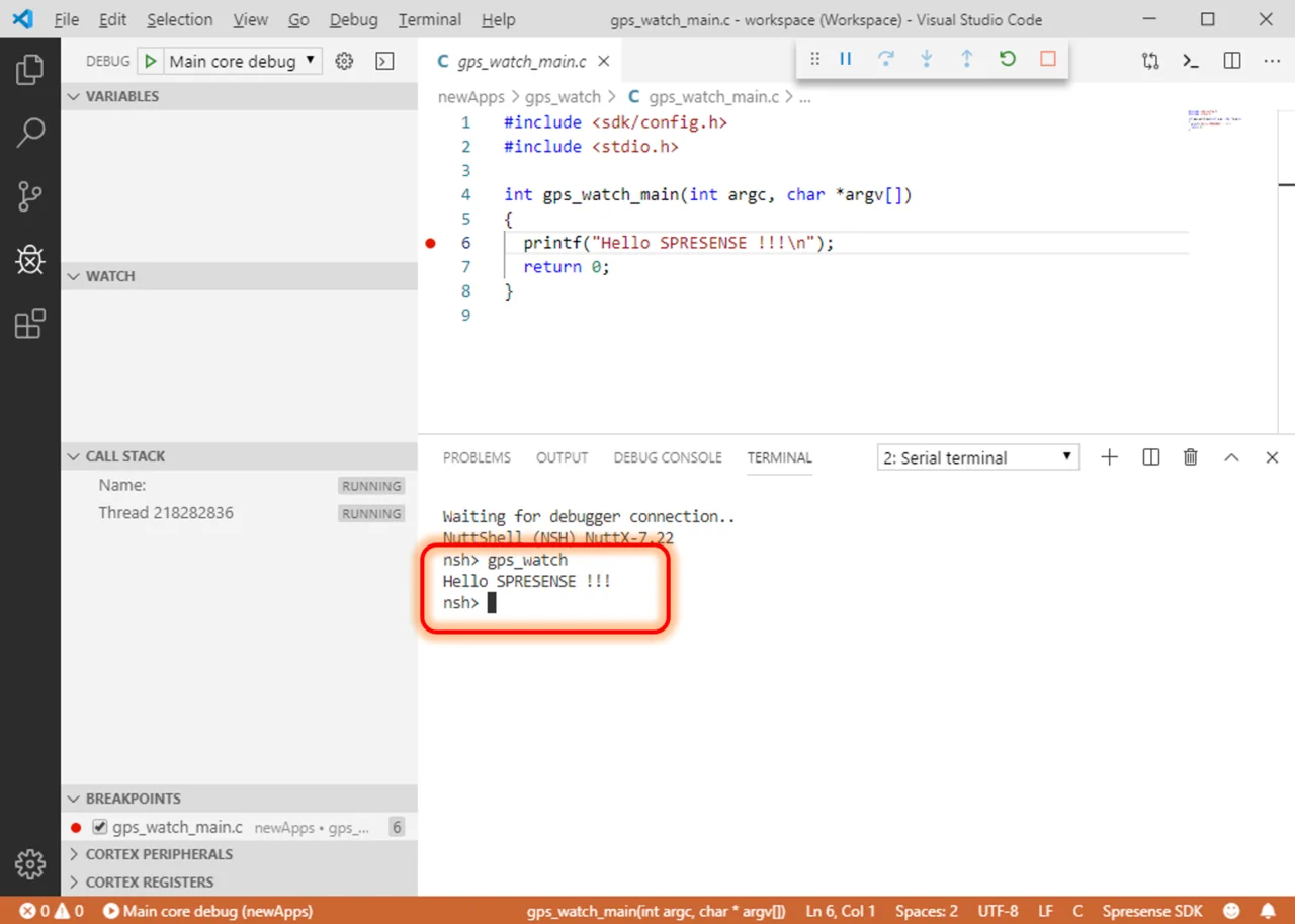 vscode debug continue en
