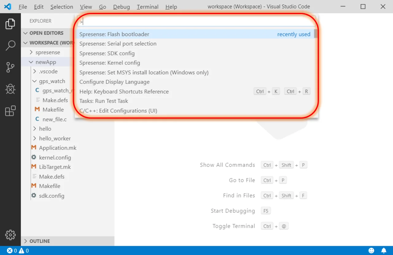 vscode serial port menu open en